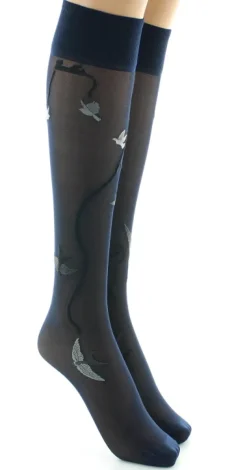 Online Berthe Aux Grands Pieds Mi-bas 30D marine Hirondelles grises
