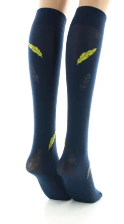 New Berthe Aux Grands Pieds Mi-bas femme 40D plume bleu marine et jaune