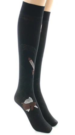 New Berthe Aux Grands Pieds Mi-bas femme 40D poissons noir et marron