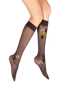 Clearance Berthe Aux Grands Pieds Mi-bas femme 30D prune monnaie du pape jaune