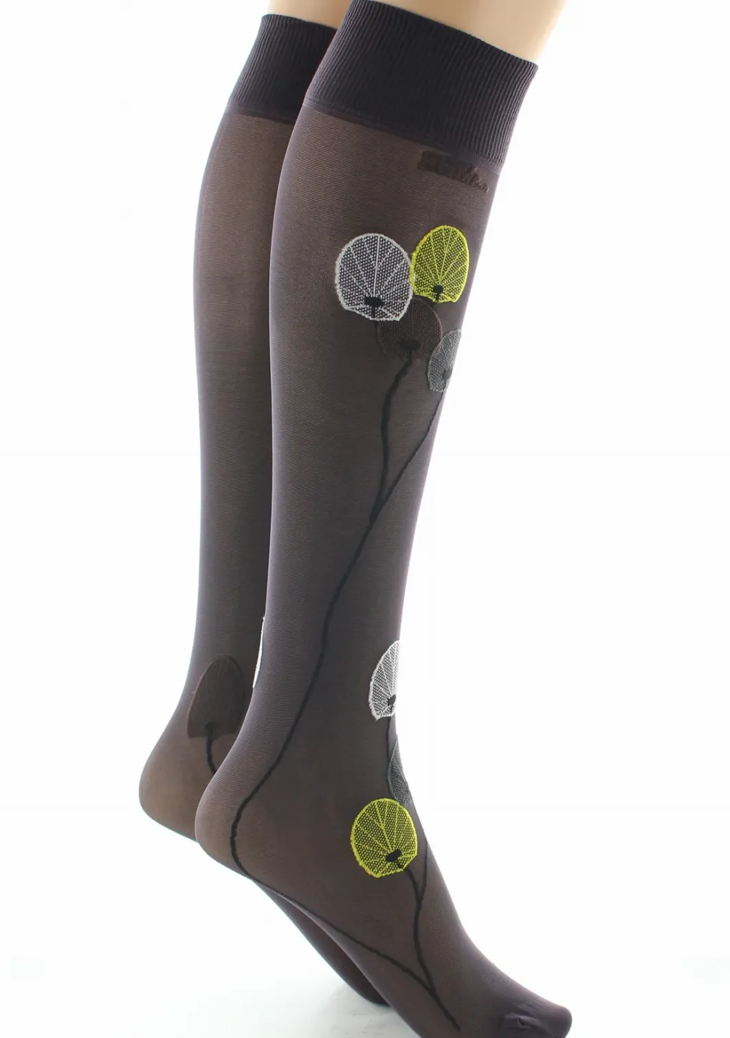 Clearance Berthe Aux Grands Pieds Mi-bas femme 30D prune monnaie du pape jaune