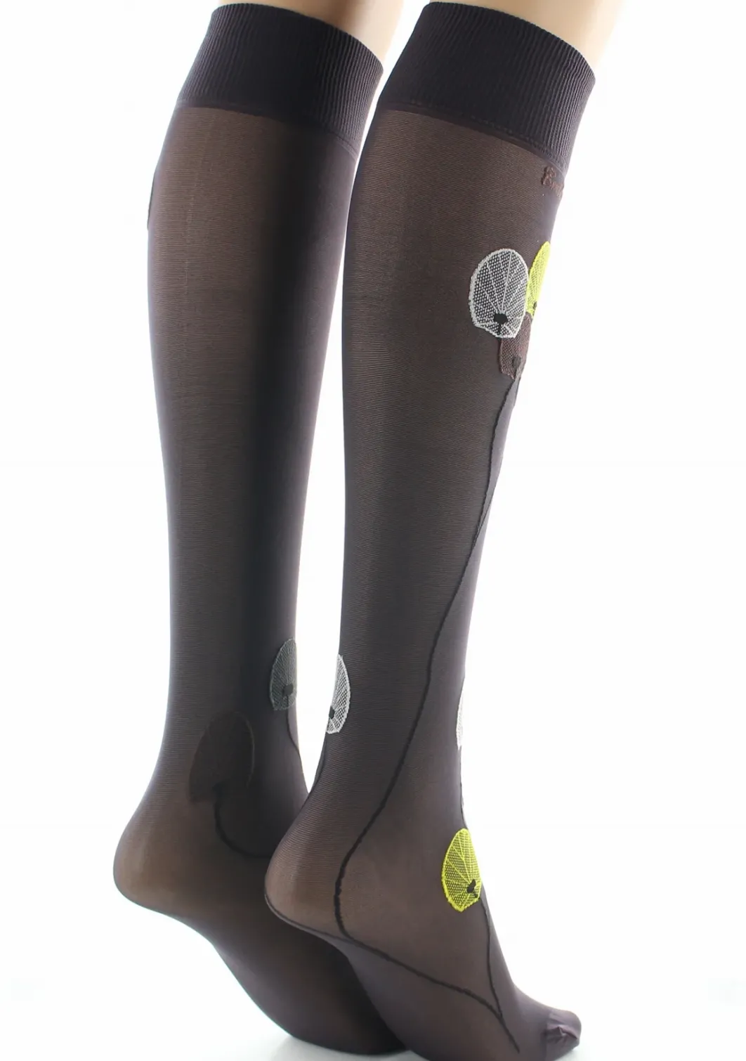 Clearance Berthe Aux Grands Pieds Mi-bas femme 30D prune monnaie du pape jaune