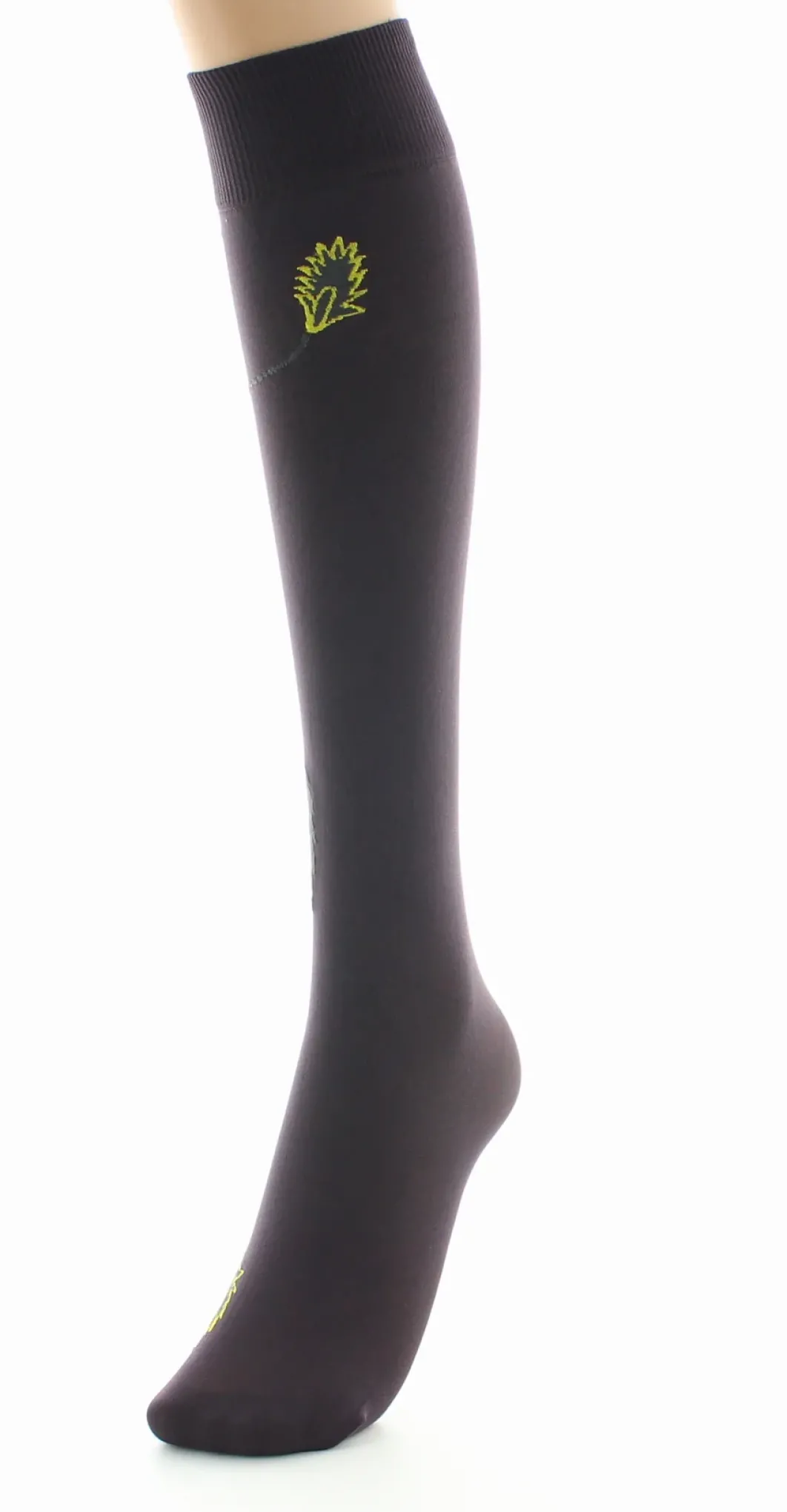 Sale Berthe Aux Grands Pieds Mi-bas femme 40D prune oiseau lyre gris et jaune