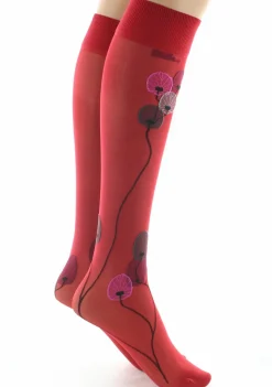 Clearance Berthe Aux Grands Pieds Mi-bas femme 30D rouge monnaie du pape rose