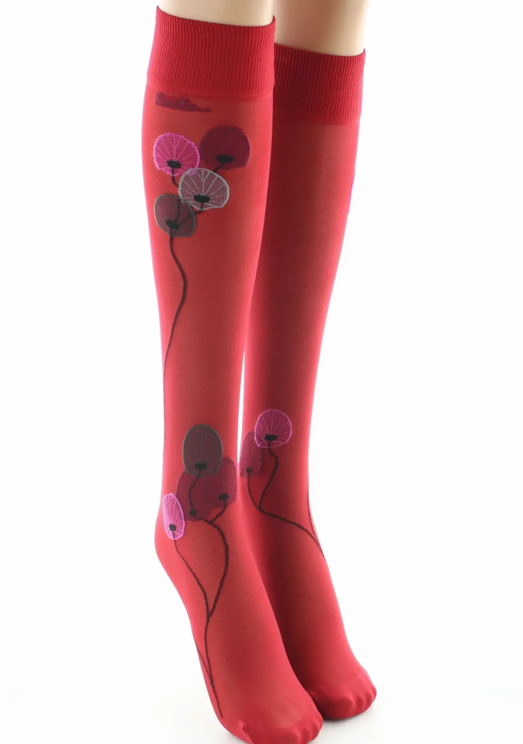 Clearance Berthe Aux Grands Pieds Mi-bas femme 30D rouge monnaie du pape rose