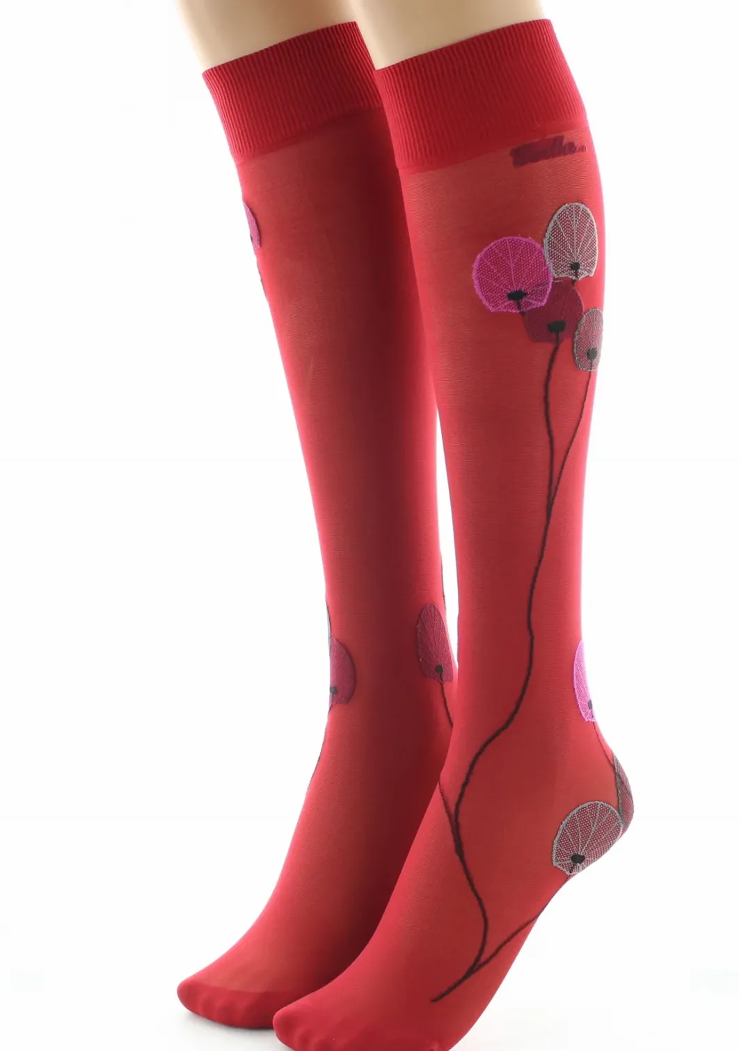 Clearance Berthe Aux Grands Pieds Mi-bas femme 30D rouge monnaie du pape rose