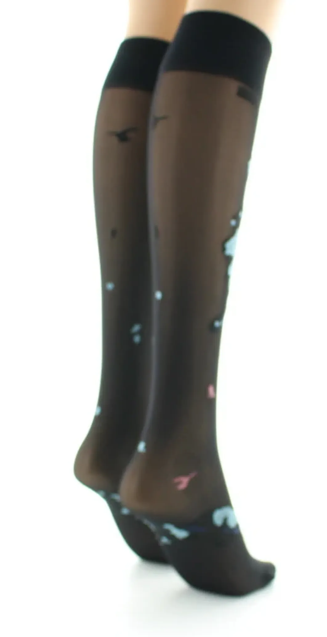 Fashion Berthe Aux Grands Pieds Mi-bas fleurs japonaises Bleu Glacier