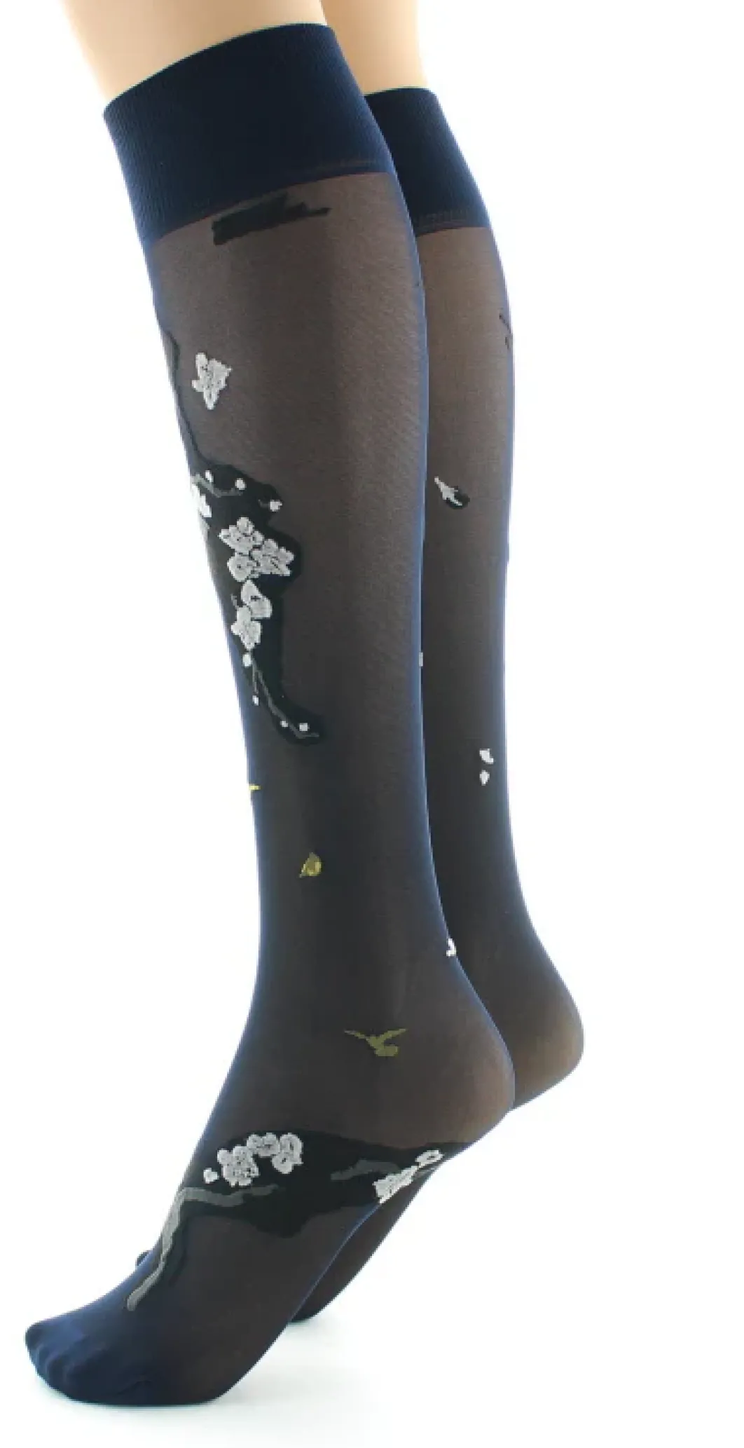 Clearance Berthe Aux Grands Pieds Mi-bas fleurs japonaises Beige
