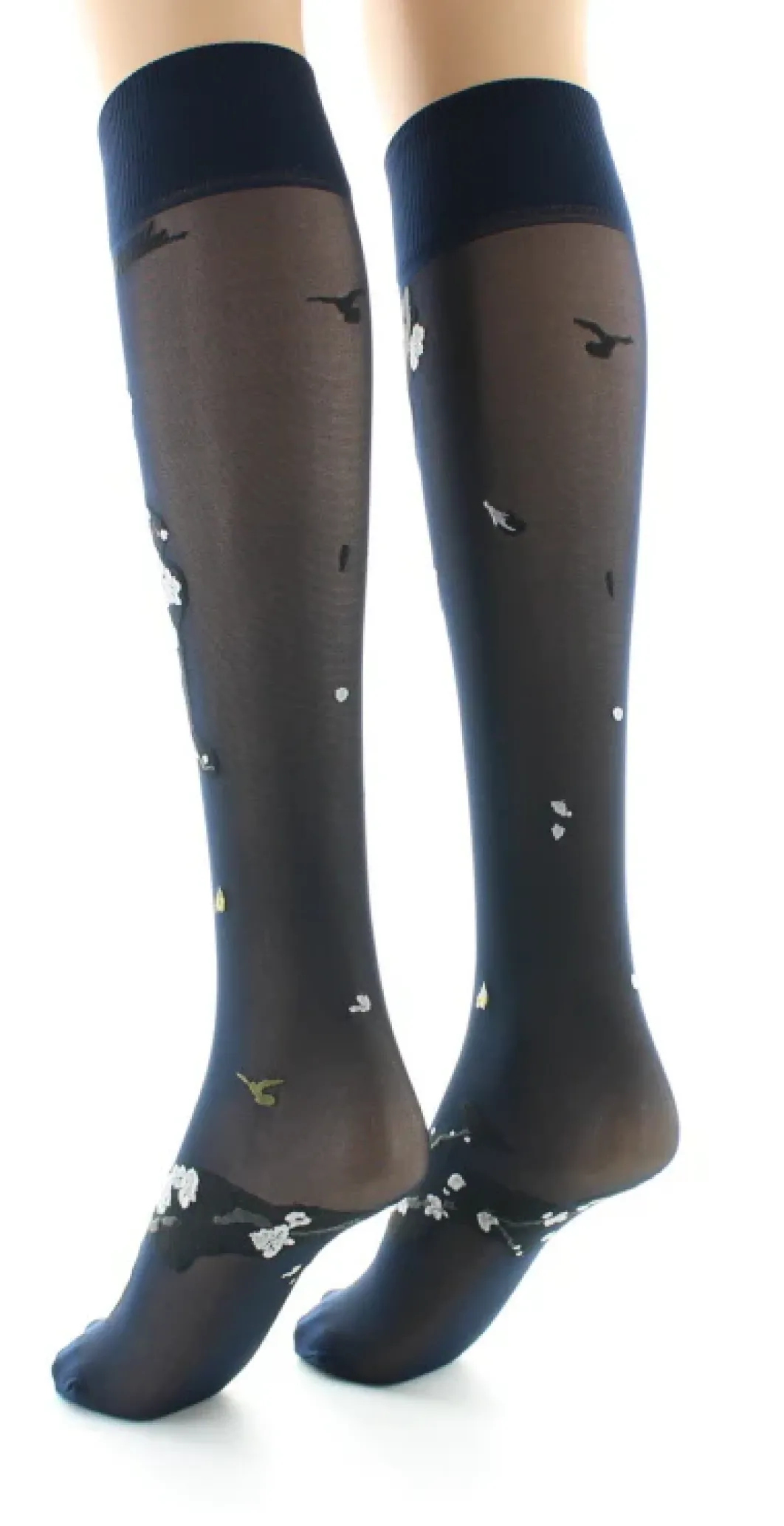 Clearance Berthe Aux Grands Pieds Mi-bas fleurs japonaises Beige