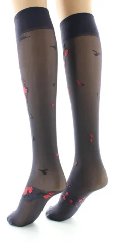Clearance Berthe Aux Grands Pieds Mi-bas fleurs japonaises Rouge
