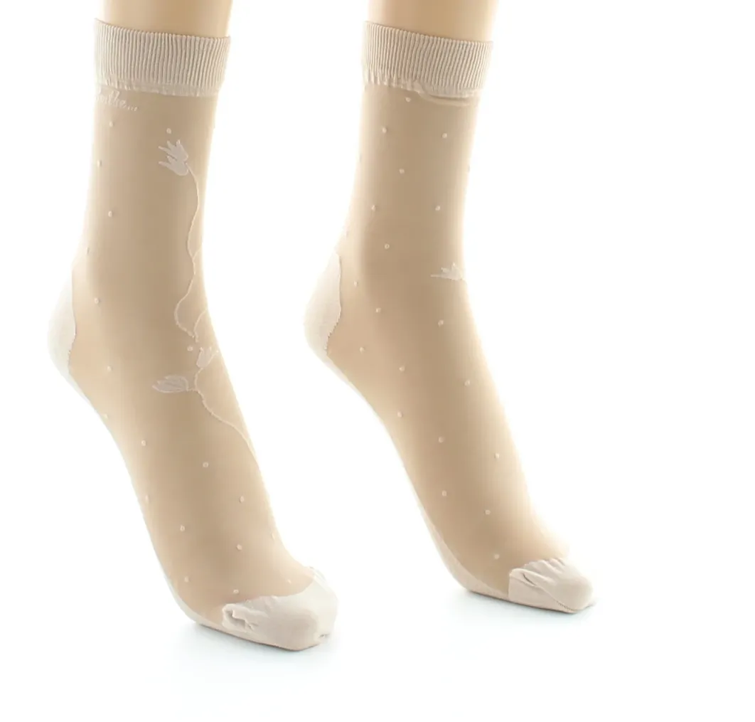 New Berthe Aux Grands Pieds Mi-chaussette fantaisie couleur peau semelle coton