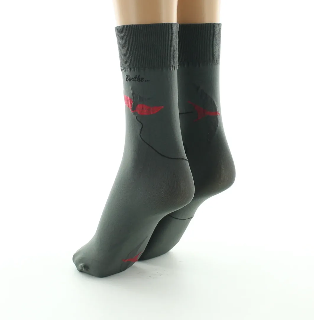 Fashion Berthe Aux Grands Pieds Mi-chaussettes 40D femme kaki hirondelle rouge