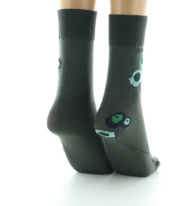 Online Berthe Aux Grands Pieds Mi-chaussettes 40D kaki Fleurs vertes et bleues