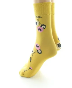Discount Berthe Aux Grands Pieds Mi-chaussettes 40D ocre Fleurs roses et beige