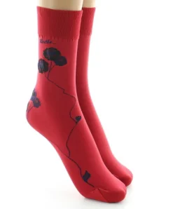 Best Berthe Aux Grands Pieds Mi-chaussettes 40D rouge Fleurs noires et marine