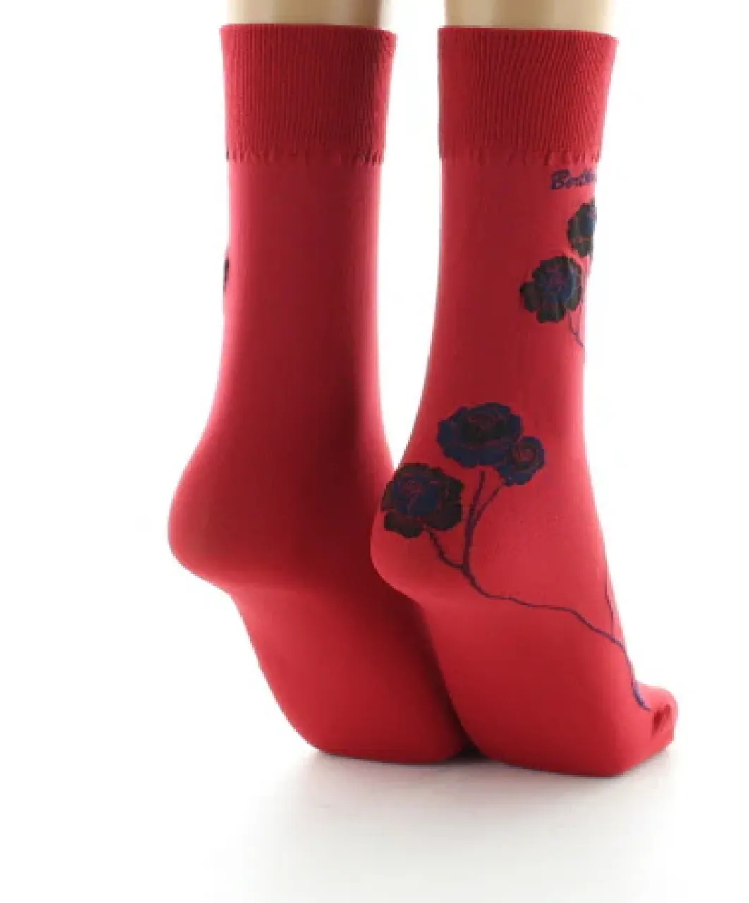 Best Berthe Aux Grands Pieds Mi-chaussettes 40D rouge Fleurs noires et marine