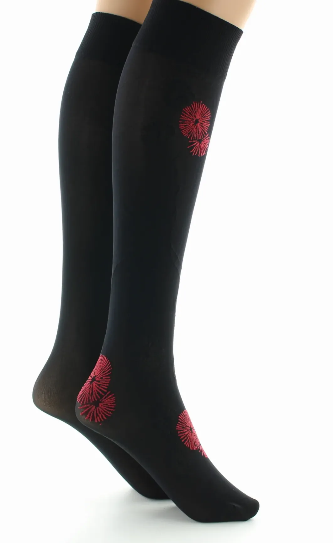 Outlet Berthe Aux Grands Pieds Pack 2 paires Mi-bas Feu d'Artifice rouge et noir