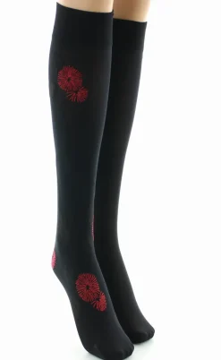 Outlet Berthe Aux Grands Pieds Pack 2 paires Mi-bas Feu d'Artifice rouge et noir