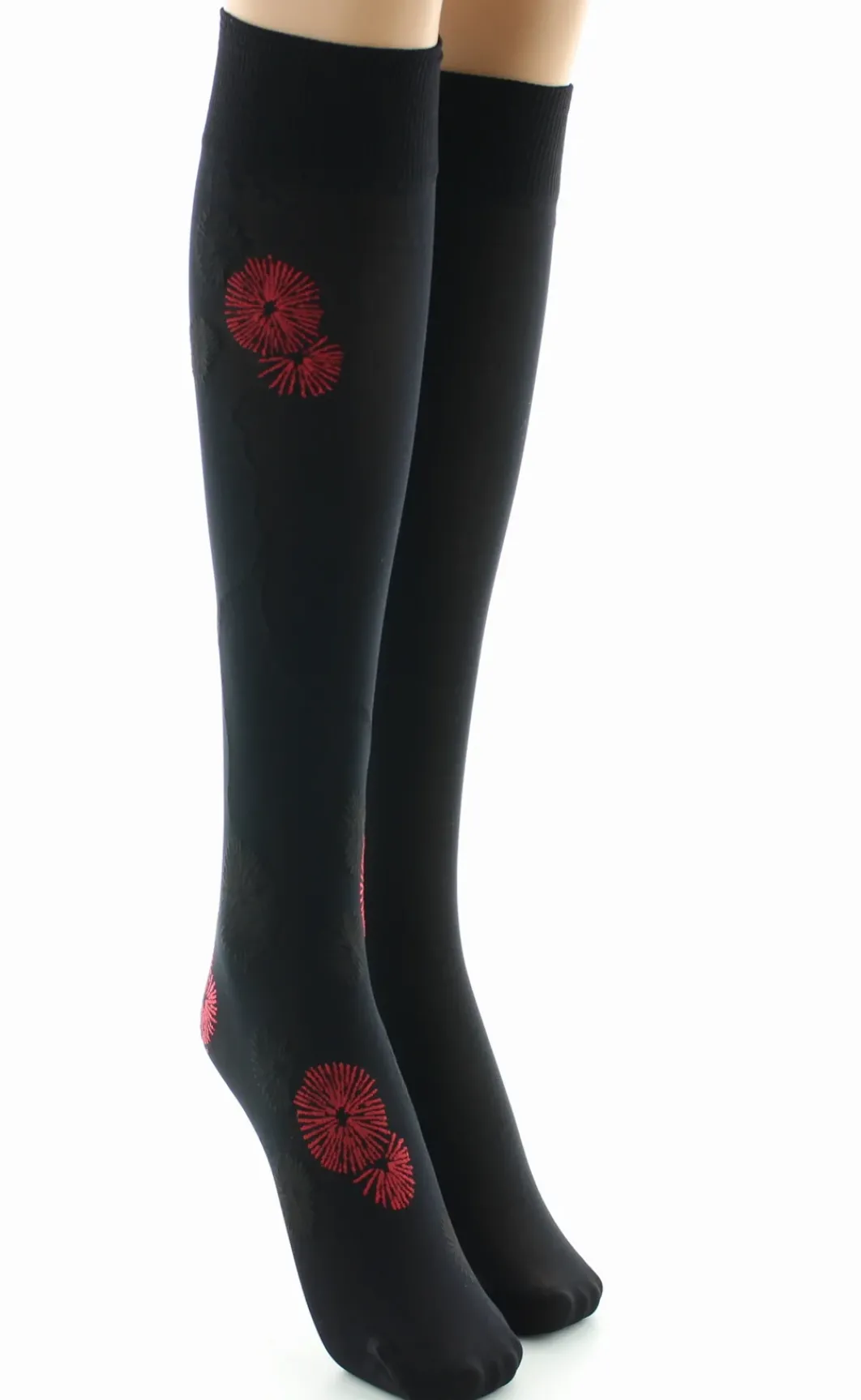 Outlet Berthe Aux Grands Pieds Pack 2 paires Mi-bas Feu d'Artifice rouge et noir