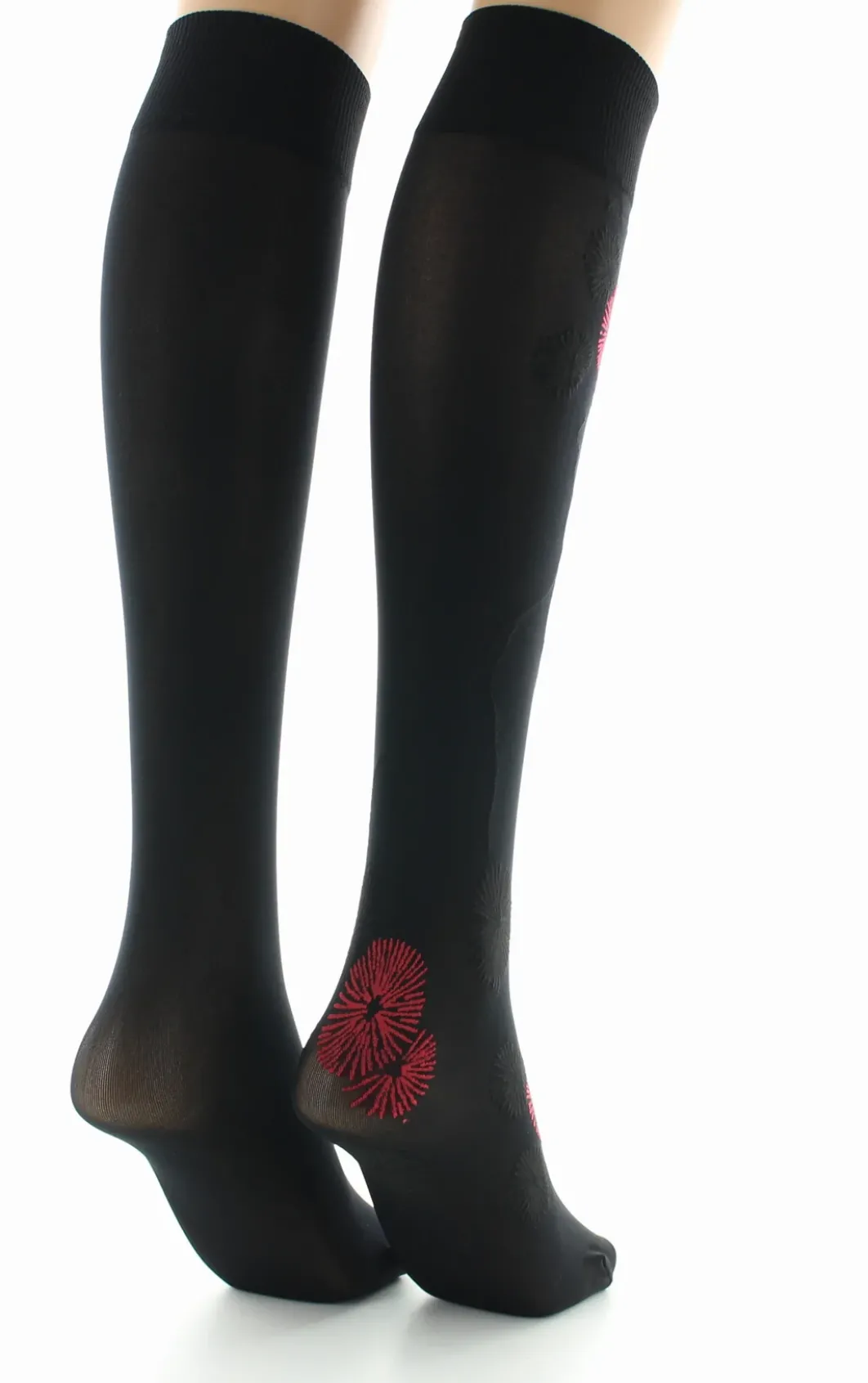 Outlet Berthe Aux Grands Pieds Pack 2 paires Mi-bas Feu d'Artifice rouge et noir