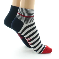 Outlet Berthe Aux Grands Pieds PACK de Socquettes unies marines et rayées