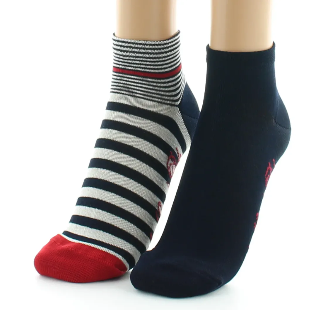 Outlet Berthe Aux Grands Pieds PACK de Socquettes unies marines et rayées