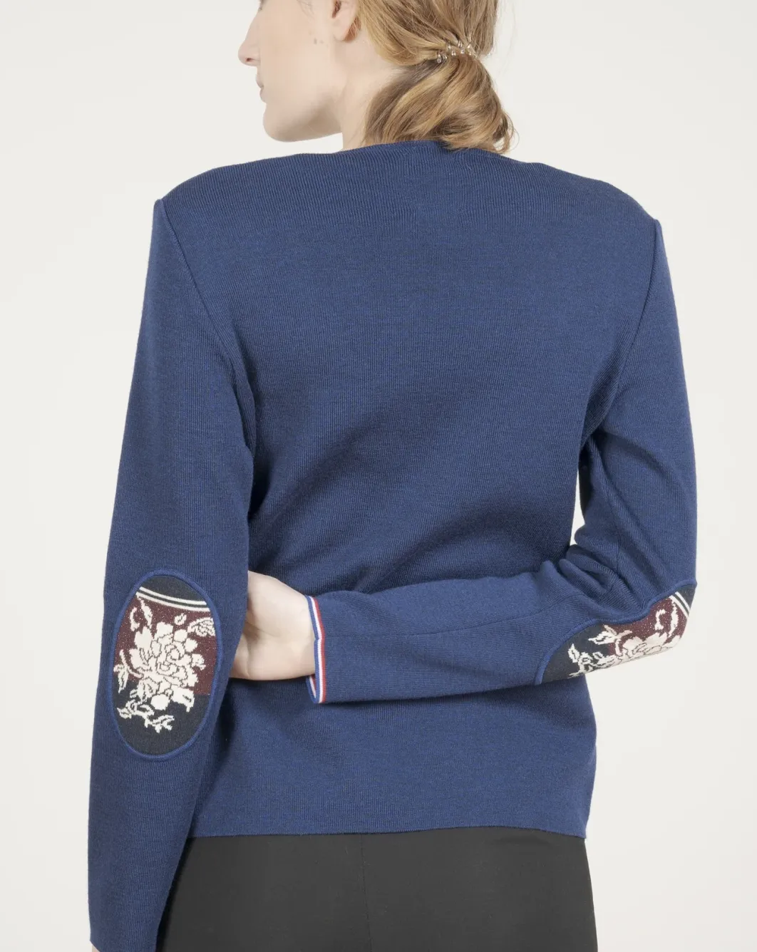 Online Berthe Aux Grands Pieds Pull col V femme mérinos bleu royal kimono
