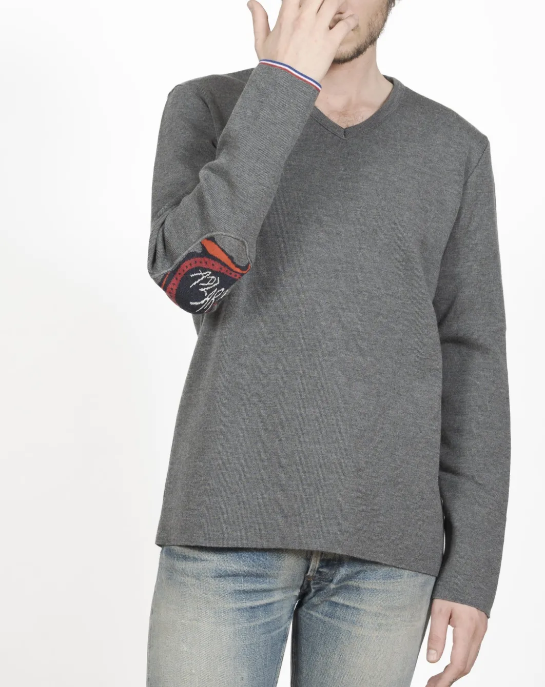 Discount Berthe Aux Grands Pieds Pull col V homme mérinos gris anthracite Gadz'Art