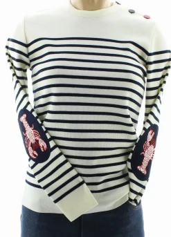 Hot Berthe Aux Grands Pieds Pull Marin Femme Homard écru rayé marine