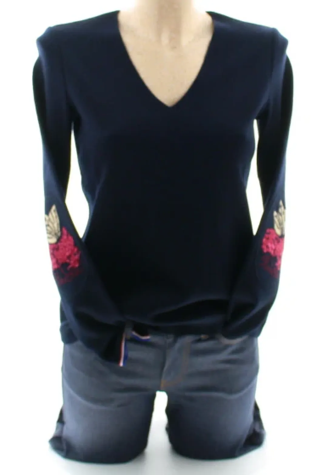 Clearance Berthe Aux Grands Pieds Pull marin Femme Papillons col V