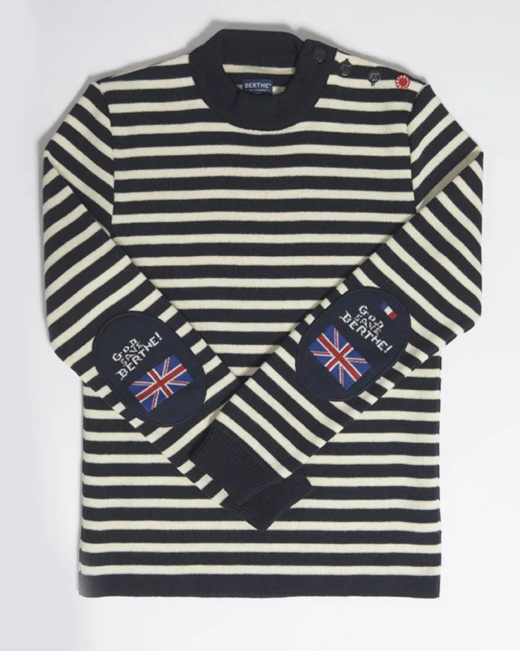 Clearance Berthe Aux Grands Pieds Pull marin Homme Rayé God Save Berthe