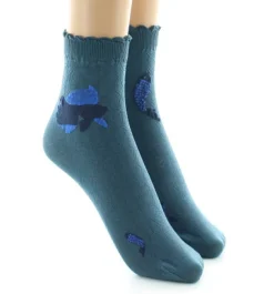 Hot Berthe Aux Grands Pieds Socquettes femme 40D poissons pétrole et bleu