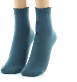 Hot Berthe Aux Grands Pieds Socquettes femme 40D poissons pétrole et bleu