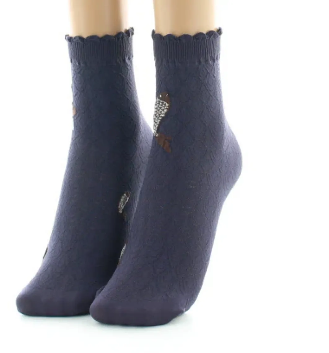 Outlet Berthe Aux Grands Pieds Socquettes femme 40D poissons raisin et marron