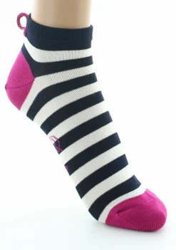 New Berthe Aux Grands Pieds Socquettes femme fil d'Ecosse rayures marine et ivoire