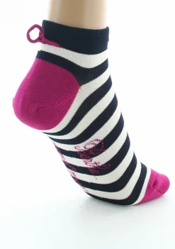 New Berthe Aux Grands Pieds Socquettes femme fil d'Ecosse rayures marine et ivoire
