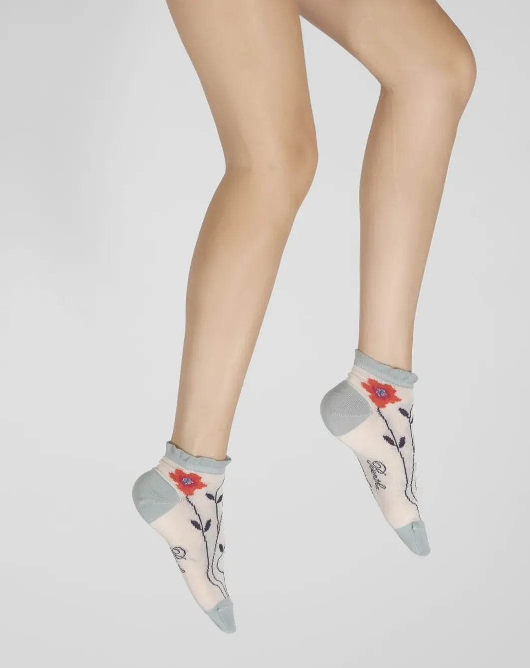Discount Berthe Aux Grands Pieds Socquettes Femme Fleurs Oranges