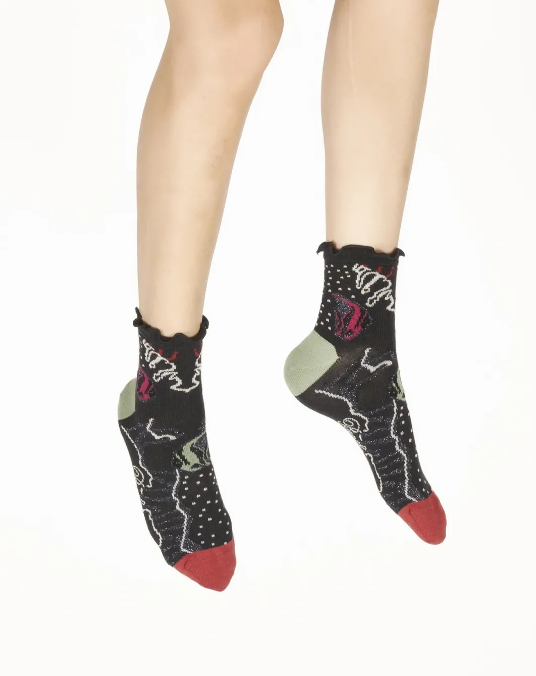 Best Berthe Aux Grands Pieds Socquettes femme laine peignée poissons